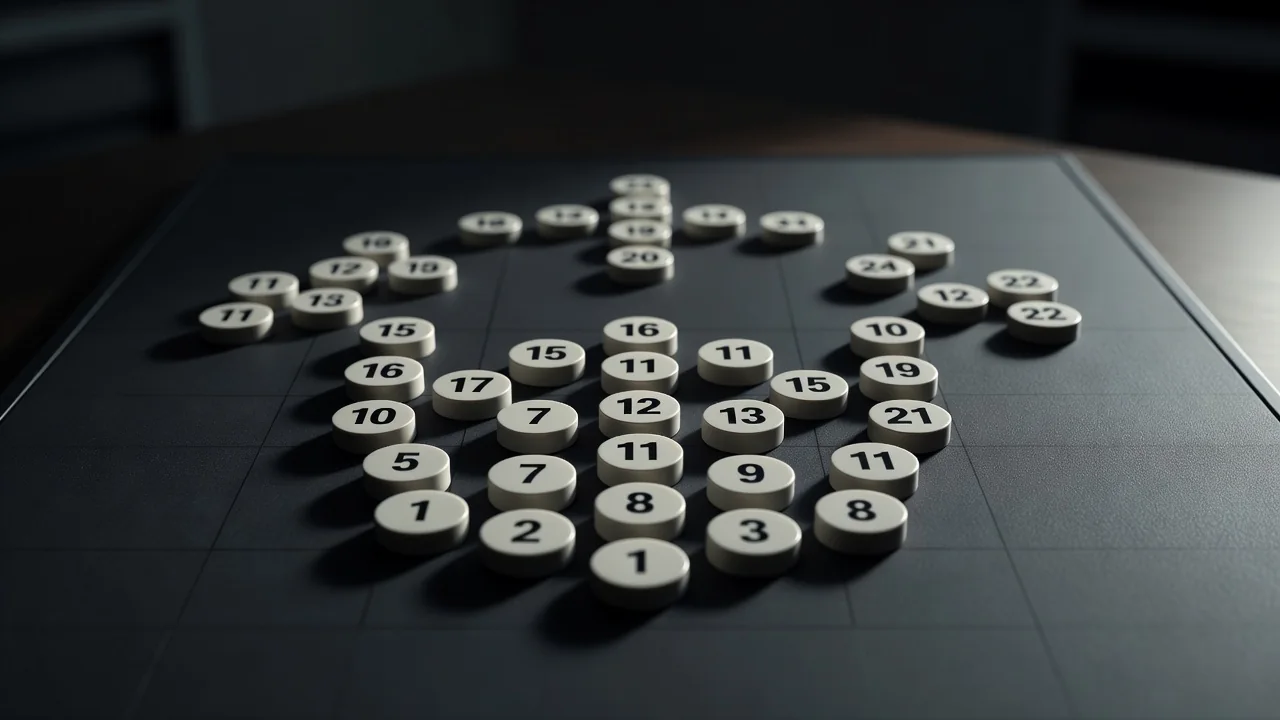 Magnetic tactics board with plain numbered magnets arranged in formation