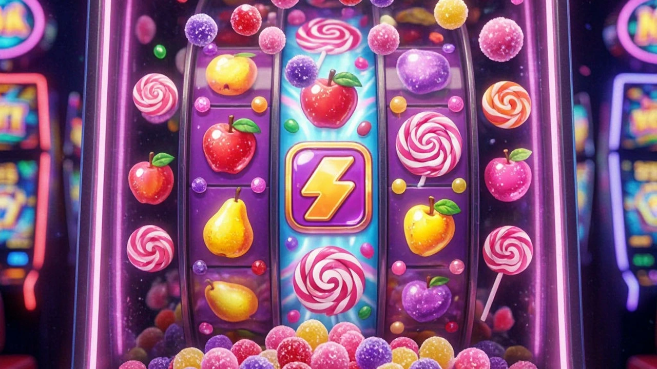 Sweet Bonanza reels with candy symbols on a demo screen